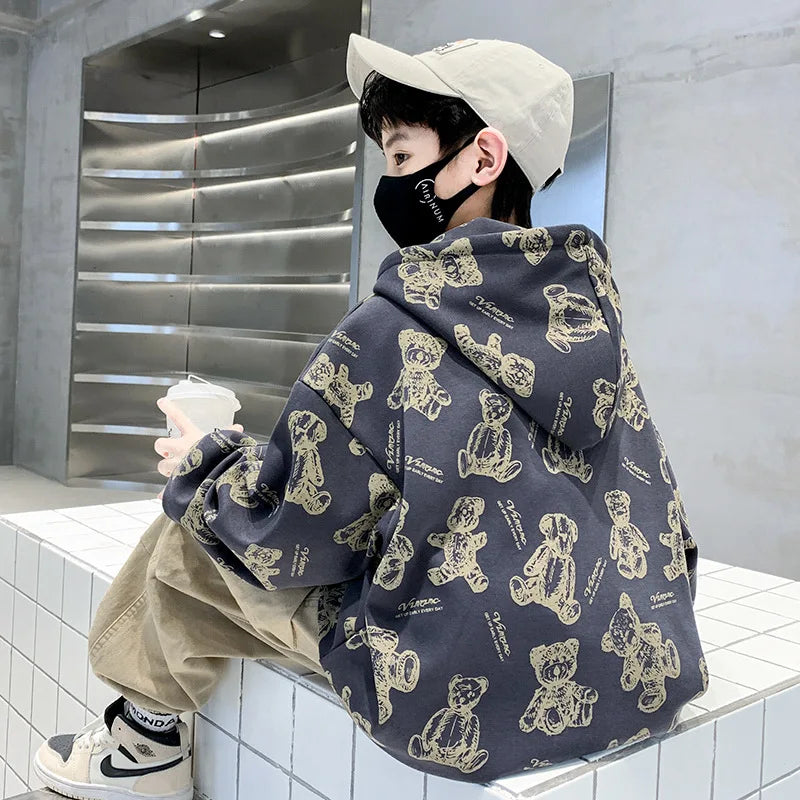 Boys Loose Pullover Hoodie Clothes for Teens Fashion Boys Sweatshirt Hoodies Casual Streetwear Harajuku Cool kids