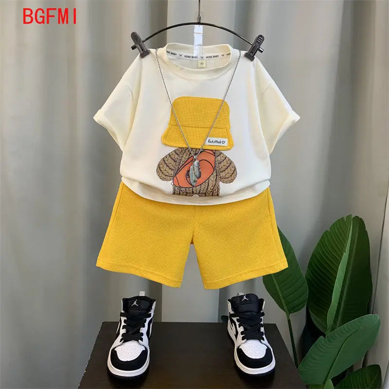 Boutique Baby Boys Outfits Summer Fashion Short Sleeve Shirts + Shorts Two Piece Kids