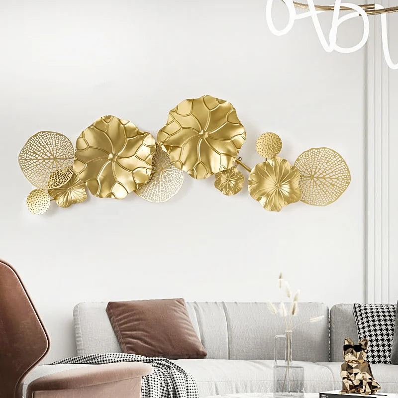 Nordic Creative Light Luxury Style Iron Art Decoration Golden Metal Large Wall Ornament Simple Hanging Pendant Home Accessories