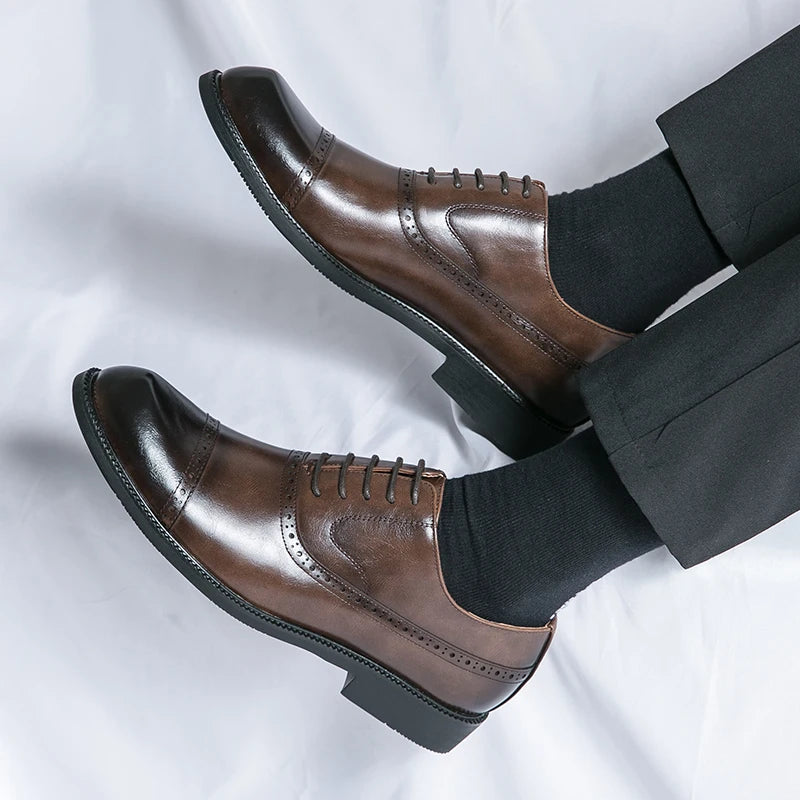 Luxury Men's  Business Leather Shoes Formal Black Dress Shoes male Oxford Wedding Office Shoes