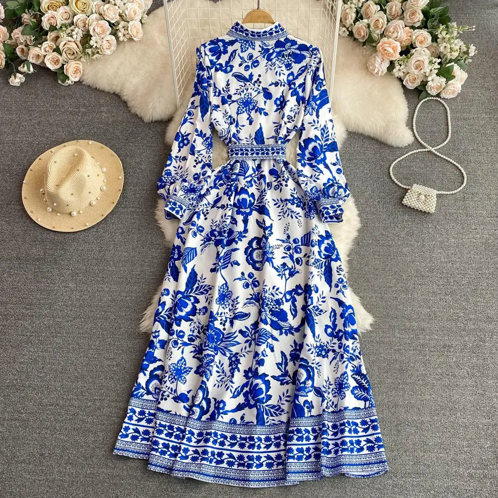 Dress Long Sleeve High Street Lace Up Belt Casual Party