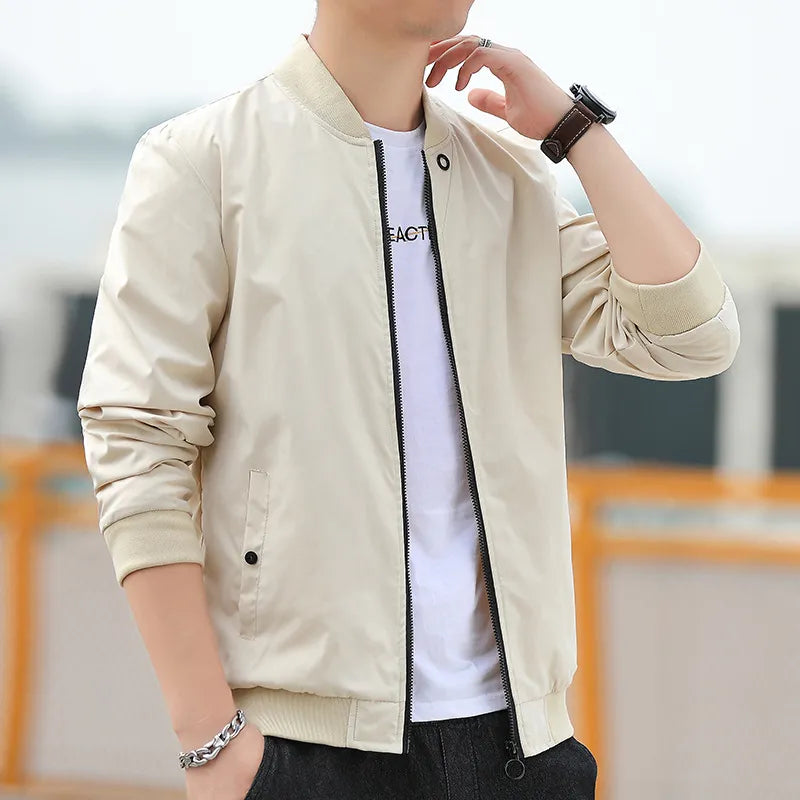 Men's Autumn Baseball Uniform Youth Stand Collar Fashion Casual Thin Jacket