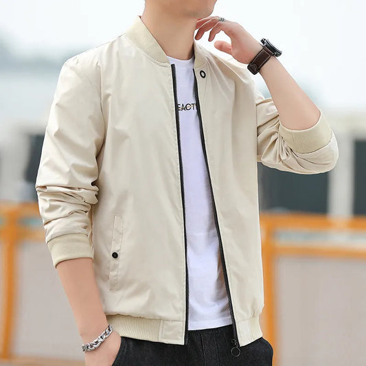 Men's Autumn Baseball Uniform Youth Stand Collar Fashion Casual Thin Jacket