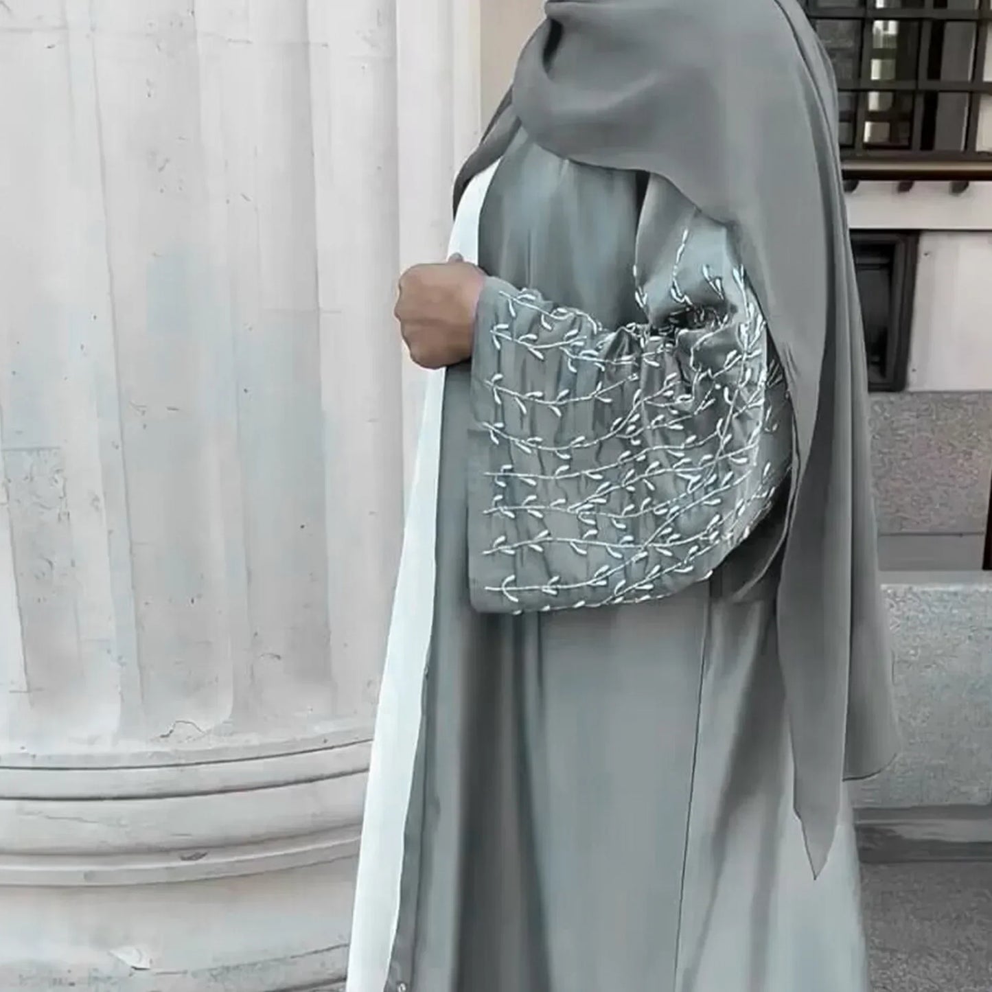 Open Abaya Kimono Party Kaftan Beaded Muslim Hijab Dress Solid Abayas for Women Islam Modest Outfit
