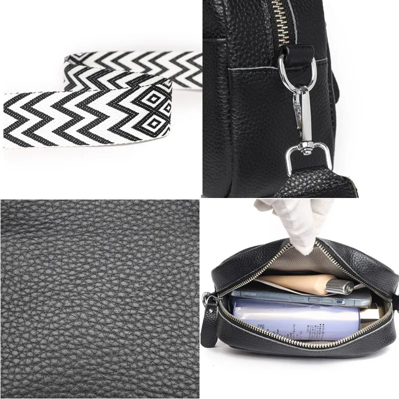 High Quality Genuine Leather Women Crossbody Shoulder Bags Luxury Solid color Cow Leather Handbag Female Messenger Tote Sac