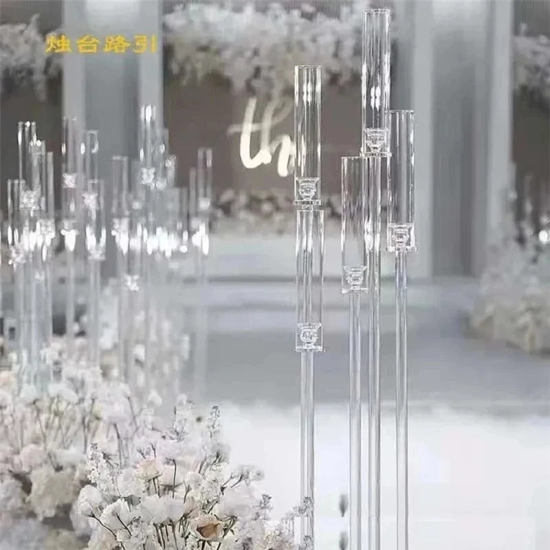 2/5/6/10pcs Wedding Decoration Centerpiece Candelabra Clear Candle Holder Acrylic Candlesticks for Weddings DIY Event Party