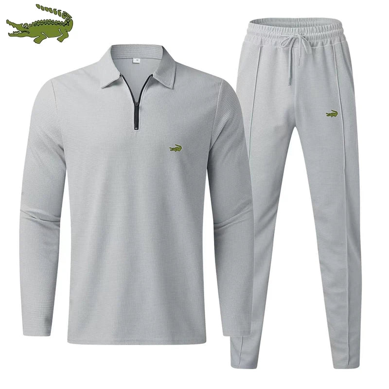 Men's Sweat-shirt Set Solid Polo Shirt and Sweatpants High Quality Male Outdoor Casual Sports Suit Gym Long Sleeve Tracksuit set