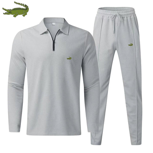 Men's Sweat-shirt Set Solid Polo Shirt and Sweatpants High Quality Male Outdoor Casual Sports Suit Gym Long Sleeve Tracksuit set