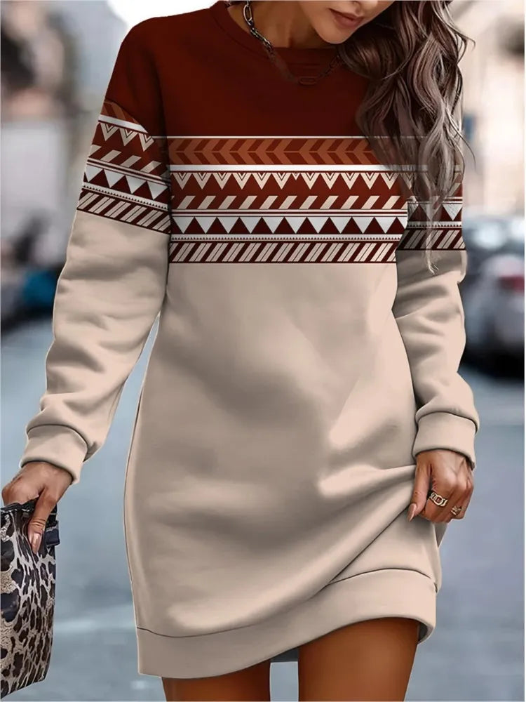 Sweatshirt Dress For Women O Neck Long Sleeve