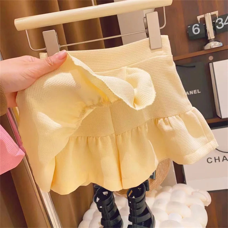 Girls Clothes Sets Summer Lapel Shirt+Shorts Short Sleeve Tops Children Casual Clothing Suits Toddler Girl Clothes 2Pcs 2-7Yrs
