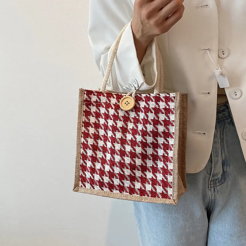 Linen Fashion Ins Large Capacity Food Storage Tote Bag Functional Portable Travel Picnic Outdoor Lady New