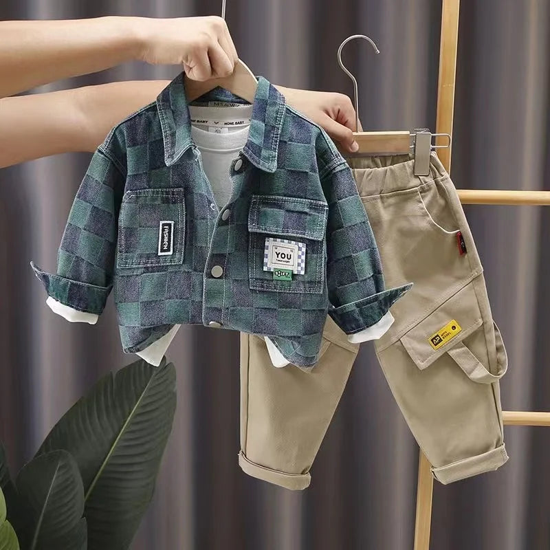 Kid Boys Autumn Suit New Spring Autumn Children Sets Children Clothing Boys Jacket +T-shirt Pants 3 PCS
