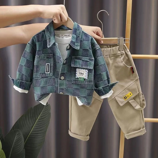 Kid Boys Autumn Suit New Spring Autumn Children Sets Children Clothing Boys Jacket +T-shirt Pants 3 PCS