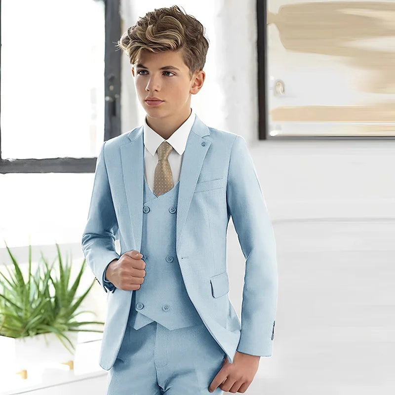 Gray Boys Suit Formal Blazer Wedding Tuxedo 3 Piece Set Kids Jacket Vest Pants Complete Clothes костюм для мальчика