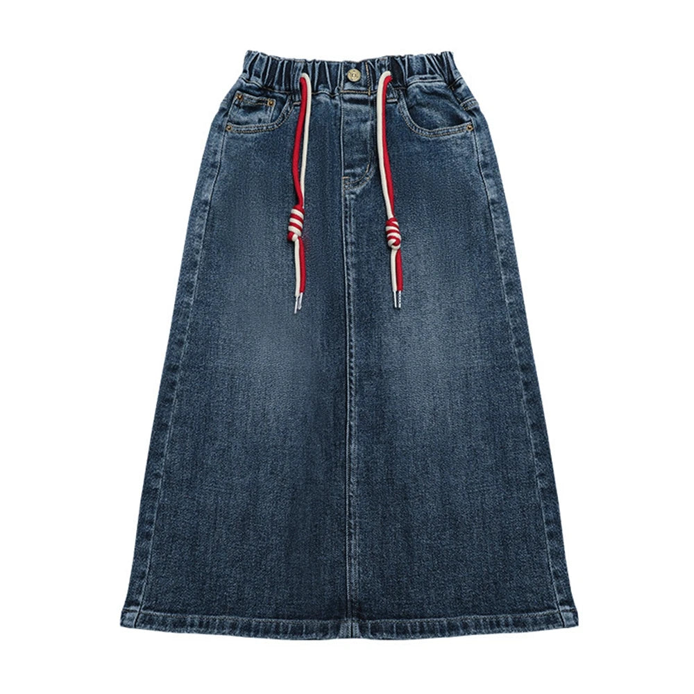 Girls Blue Skirt for Fashion All-match Teen Kids Denim Skirt Mid-length Casual School Children Costumes