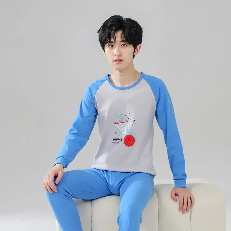 Teen Boys Clothing Teenage Pyjamas Cute Cartoon Kids Nightwear Set Baby Homewear