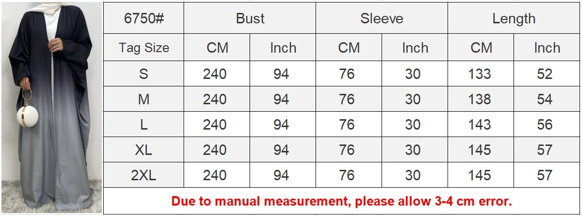 Middle East Muslim fashion new hot Dubai cardigan robe Arab Turkey long-sleeved gradual change dress dress Islamic women loose