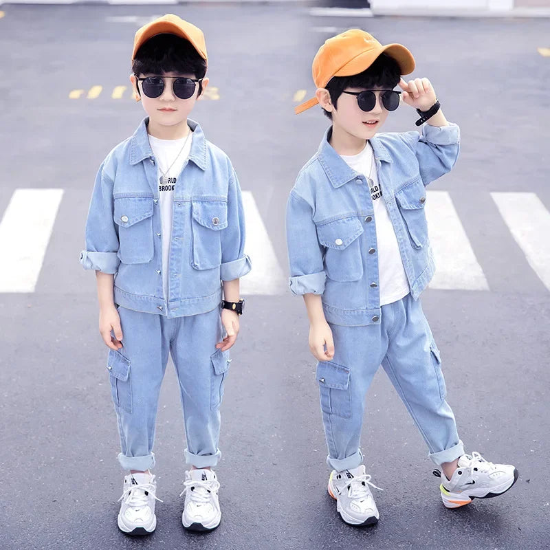Boys Clothing Set Children Spring Autumn Denim Suit Long Sleeve Kids Outfits for Baby Boy Clothes 4 6 8 10 12 Years