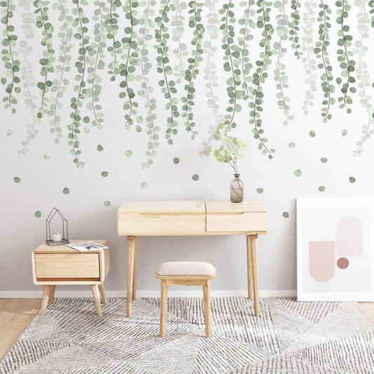 LuanQI Plants Wall Stickers Green Leaves Fujiman Wall Decals Wall Paper DIY Vinyl Murals for Kids Bedroom Living room Decoration