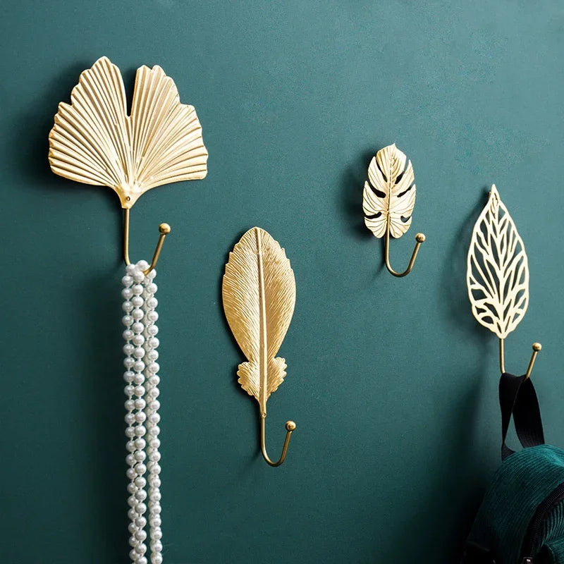 WallHook Leaf Shape Nordic Style Coat Rack Key Holder WallHanger for Kitchen Bathroom Door Towel Hanging HooksHolder Wall Hooks