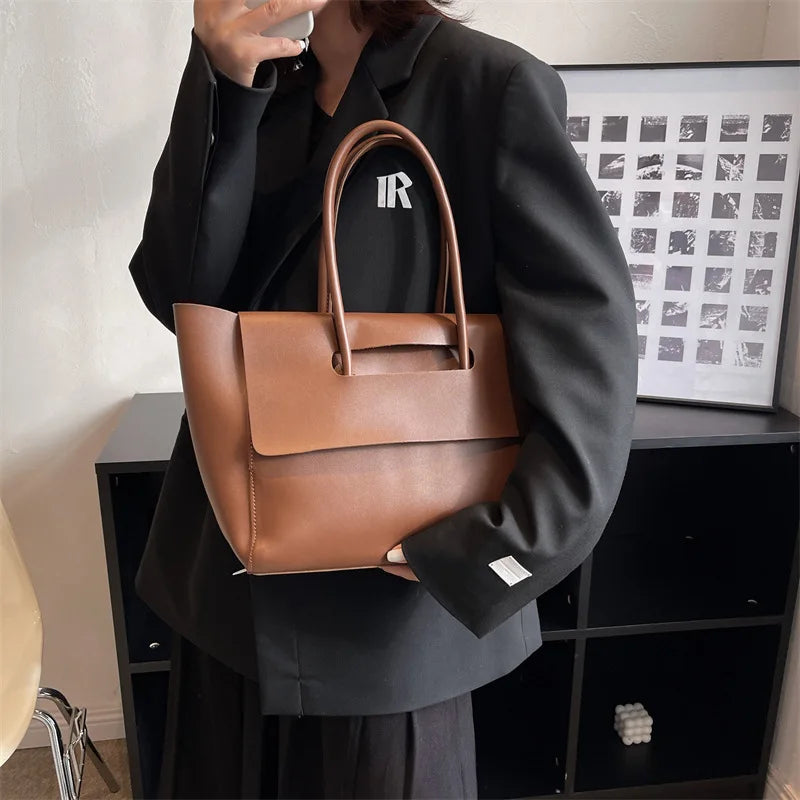 Women Shoulder Bags  Large Capacity Handbags Simple Retro Tote Bags Solid Color Famous Brand High Quality Bags