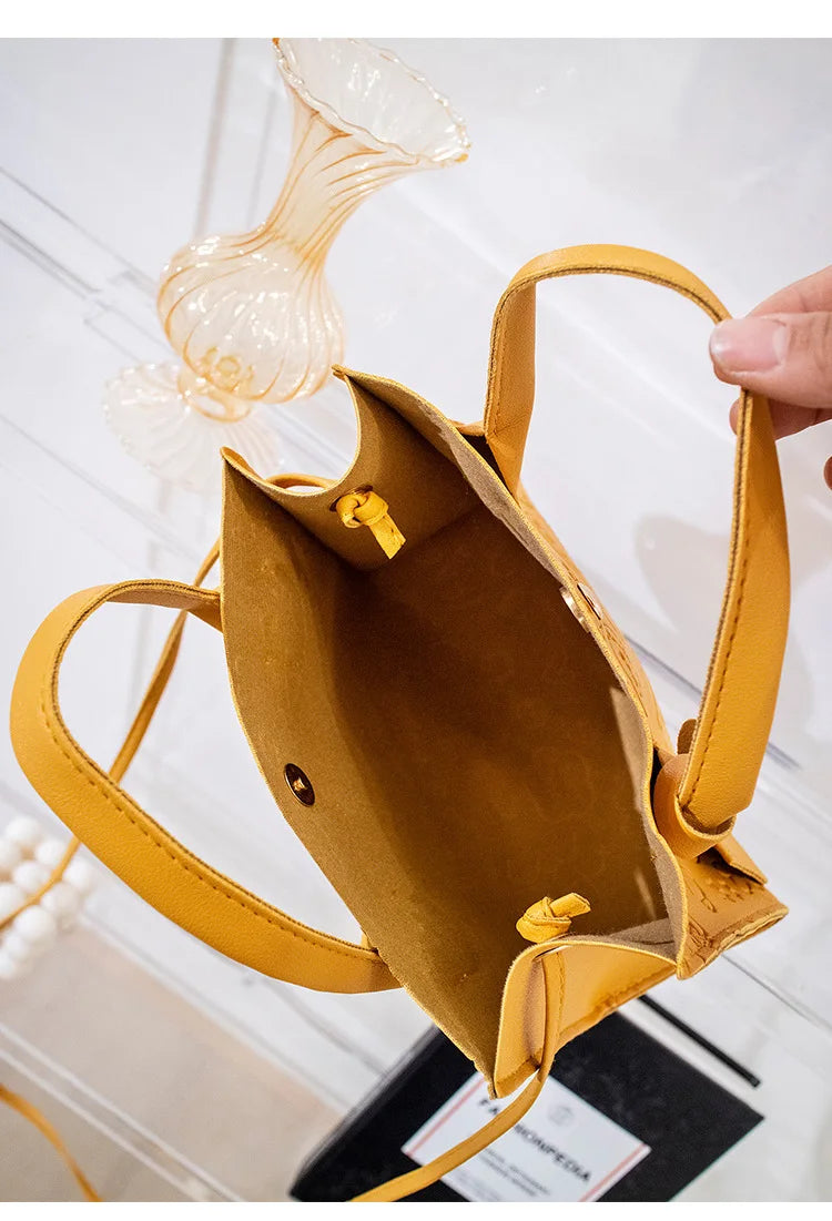 Luxury Cartoon Printing Women's Bag Soft PU Leather Women Shoulder Bag Fashion Handbags Solid Color Casual Crossbody Bags