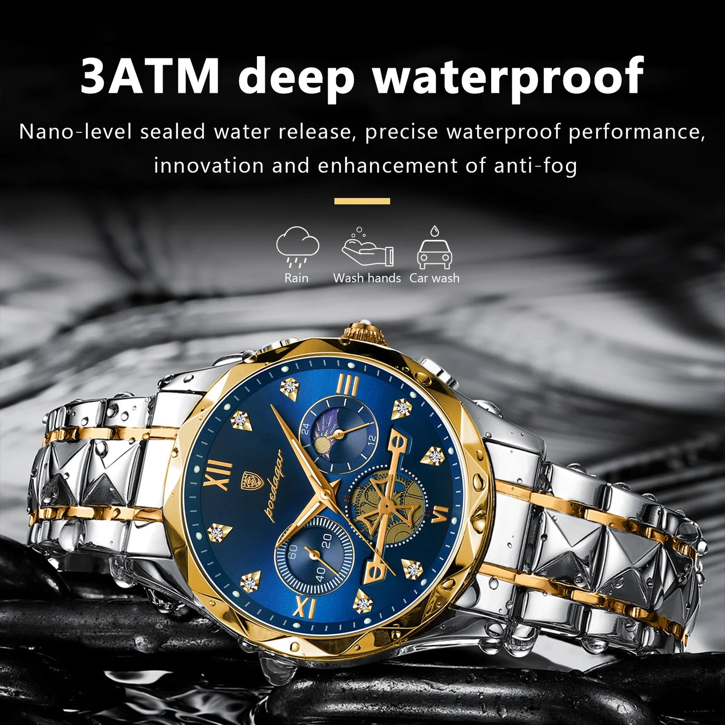 Luxury Man Wristwatch Waterproof Luminous Chronograph Watch for Men Stainless Steel Men's Quartz Watches  hombre