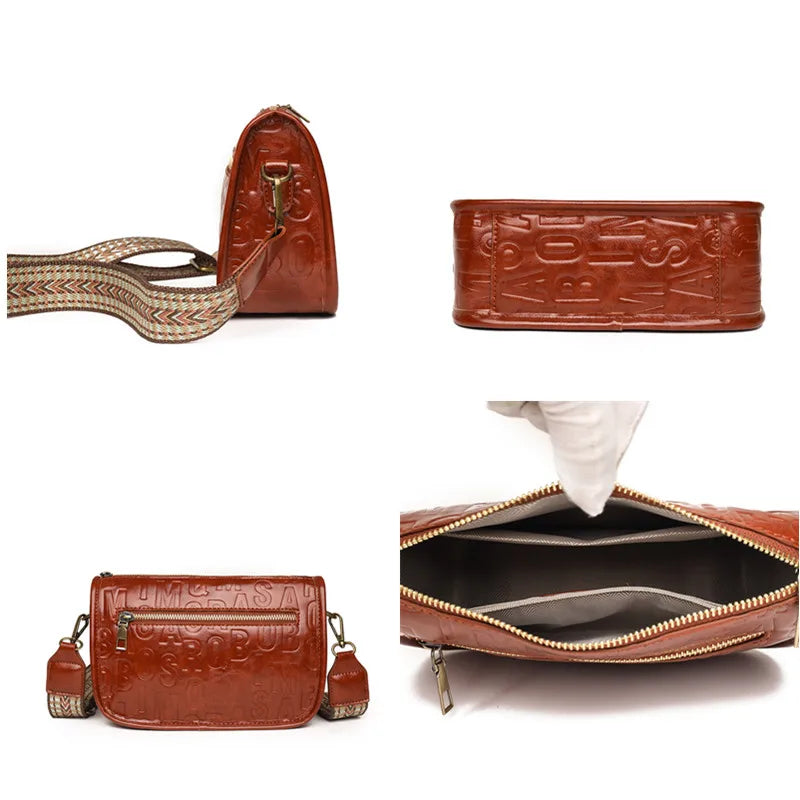 High Quality  Leather Shoulder Crossbody Bag For Women  Vintage Oil Wax Leather Ladies Handbag Small Female Bag