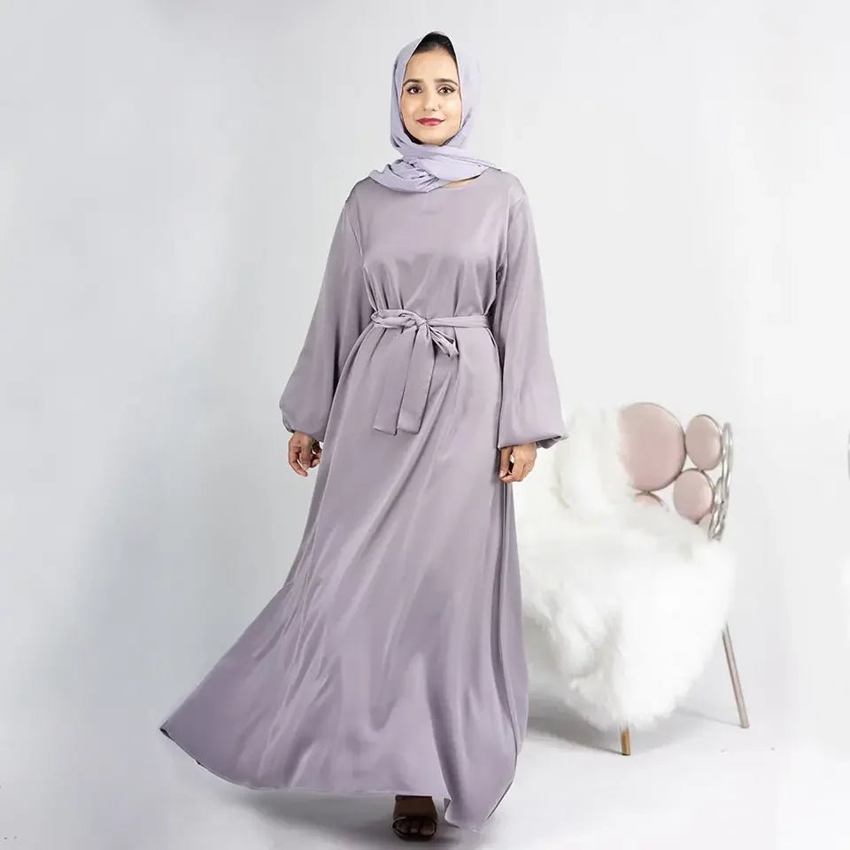 Ramadan Satin Abaya Muslim Dress Turkey Simple Abayas for Women Dubai Luxury African Dresses Islamic Clothing Kaftan Hijab Robe