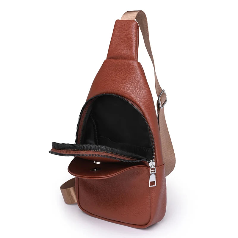Women Bag Shoulder Bags for Woman Solid Color Single Strap Zipper Quality PU Leather Chest Bags Ladies Simple Fashion Bolsas