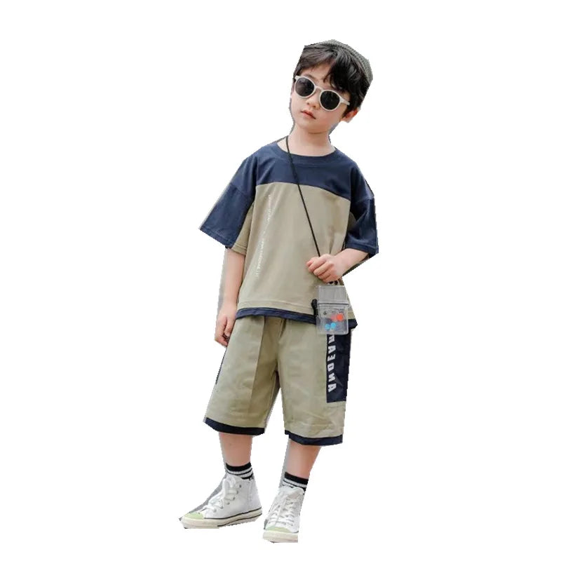 Children Clothing Sets New Summer Casual Outfit T-shirt + Pants Boys Clothes Suit Kids Tracksuit Teen
