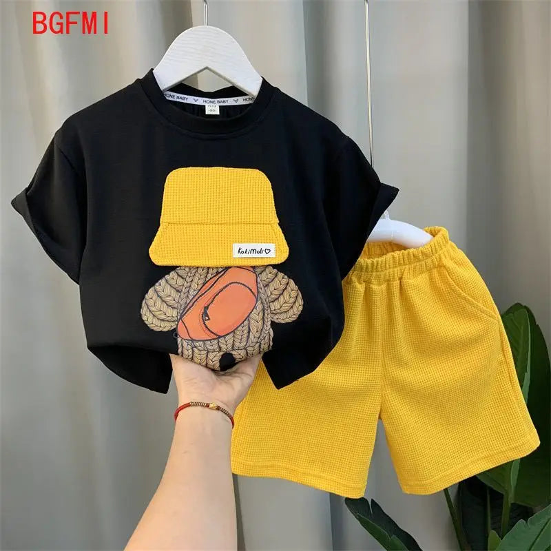 Boutique Baby Boys Outfits Summer Fashion Short Sleeve Shirts + Shorts Two Piece Kids