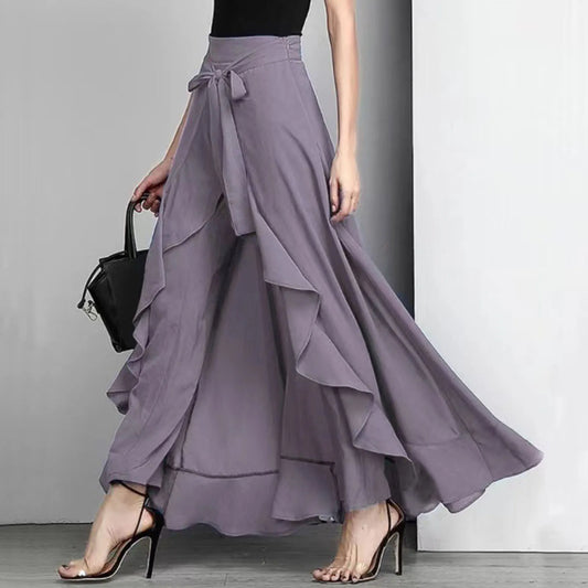 Elegant Wide Leg Pants Women High Waist Irregular Long Pants Femme Casual Loose Streetwear Belly Dance Trousers