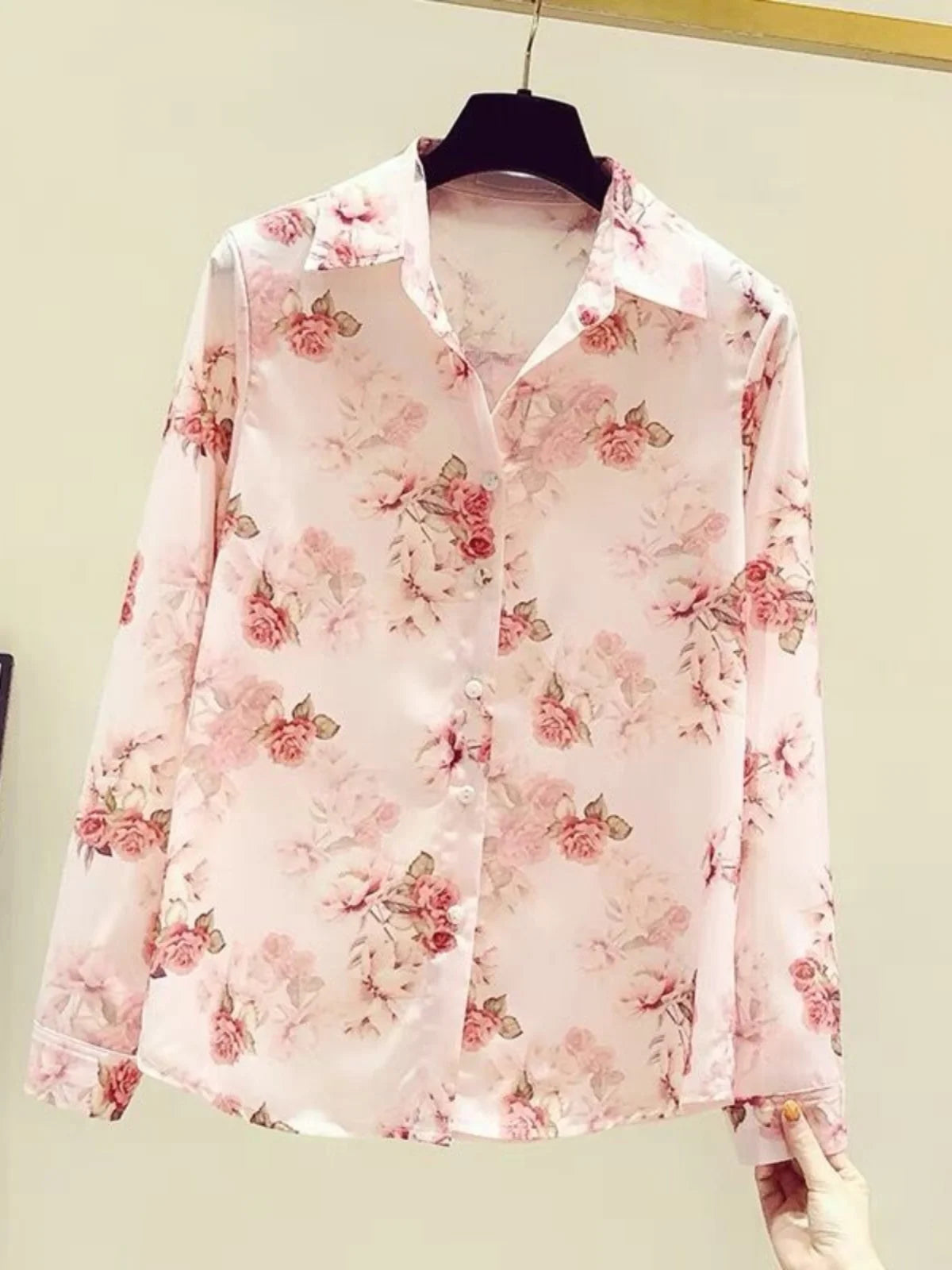 Casual Blouse Long Sleeve Elegant Print Tops Single Button Clothes Streetwear Women Ladies Shirt