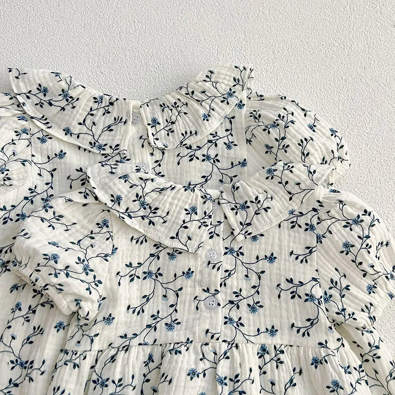 New Summer 2-6Yrs Baby Girls Princess Dress Short Sleeved Cotton Floral Printing Kids Party Dresses Children Clothing kids girls  toddlers