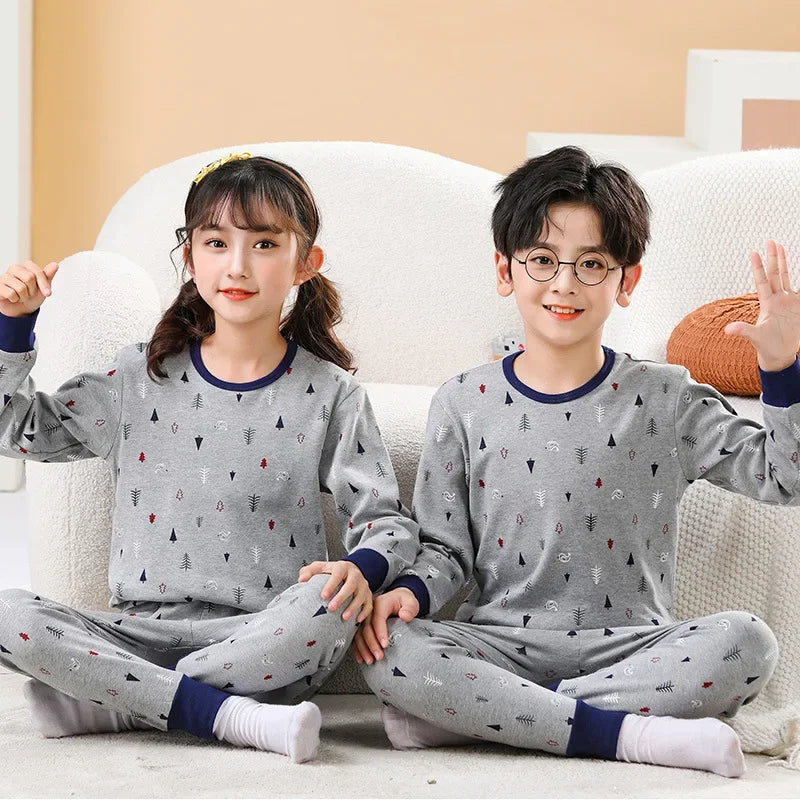Toddler Baby Kids Unisex Casual Pajama Suit Cartoon Bear Print Long Sleeve Tops+ Pants Boys Sleepwear