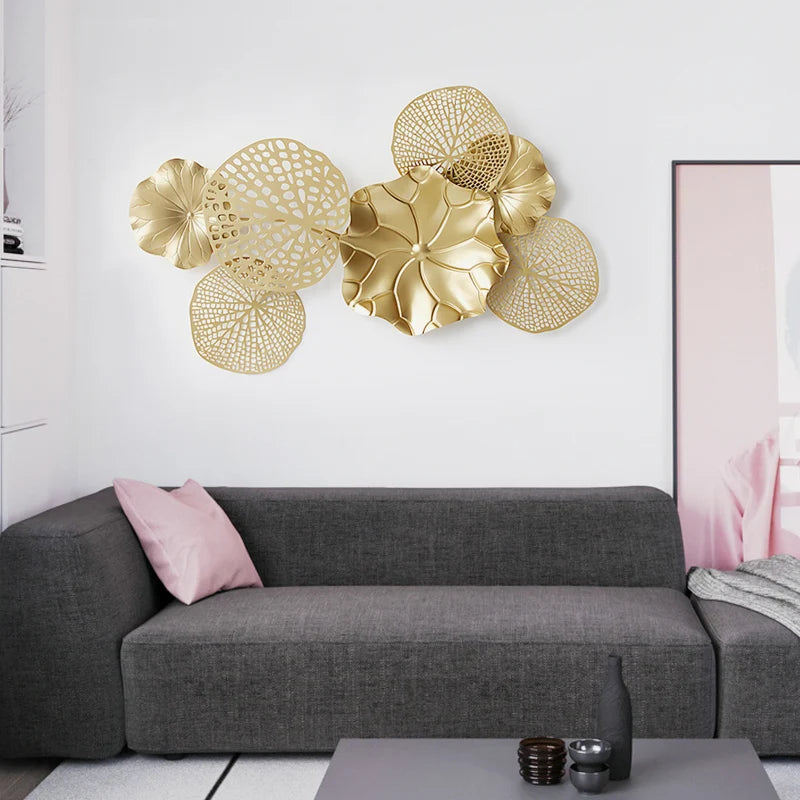 Nordic Creative Light Luxury Style Iron Art Decoration Golden Metal Large Wall Ornament Simple Hanging Pendant Home Accessories