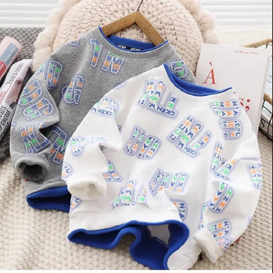 Spring Autumn Boys Cotton Patchwork Alphabet Sweatshirt Jacket School Kids Track Pullover Jumper Children Workout Tops
