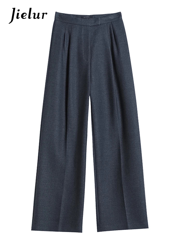 Autumn Slim High Waist Straight Women's Pants Casual Solid Color Loose Chic Female Wide Leg Pants Fashion