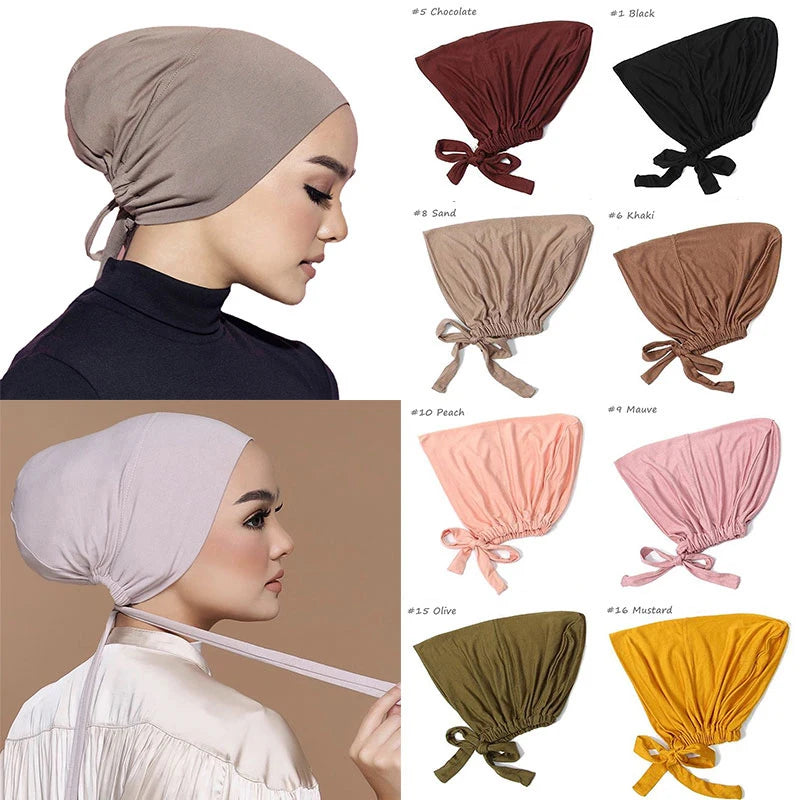 Inner Cap Hijab For Women Solid Underscarf Hijab Undercap Scarf Turban Hat Islamic Muslim Hijabs Ready To Wear Headcover Muslim