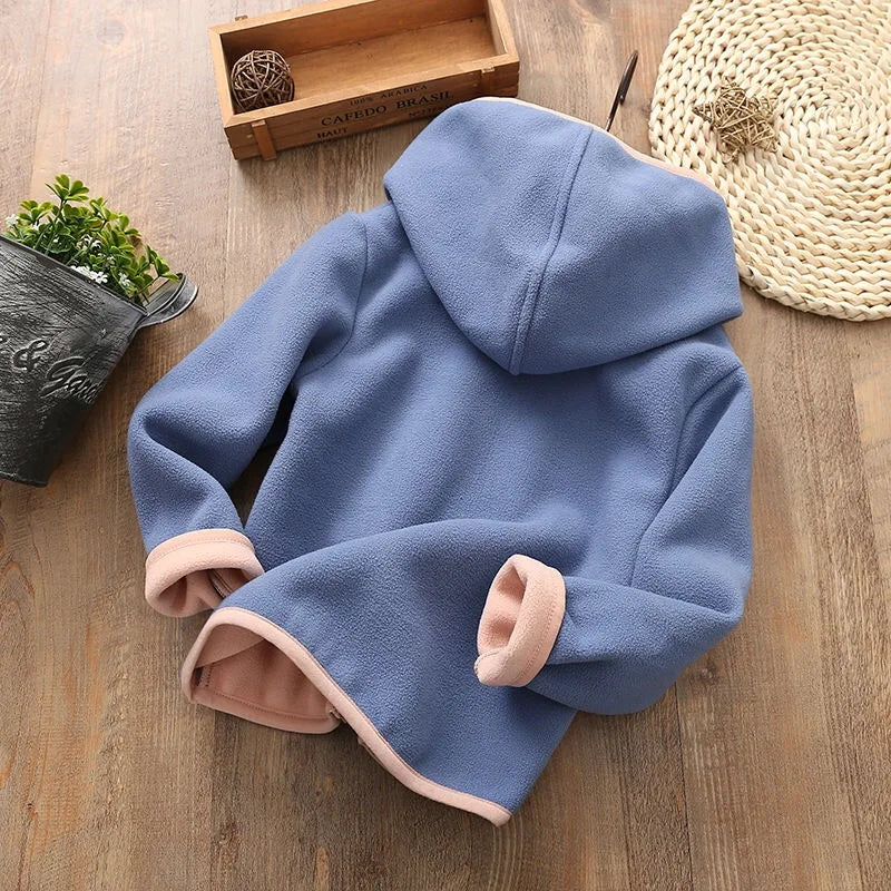 Winter Kids Girls Clothes Set Autumn Soft Polar Fleece Hoodies Jacket Coat + Pants Suits Boys Warm Children Teen