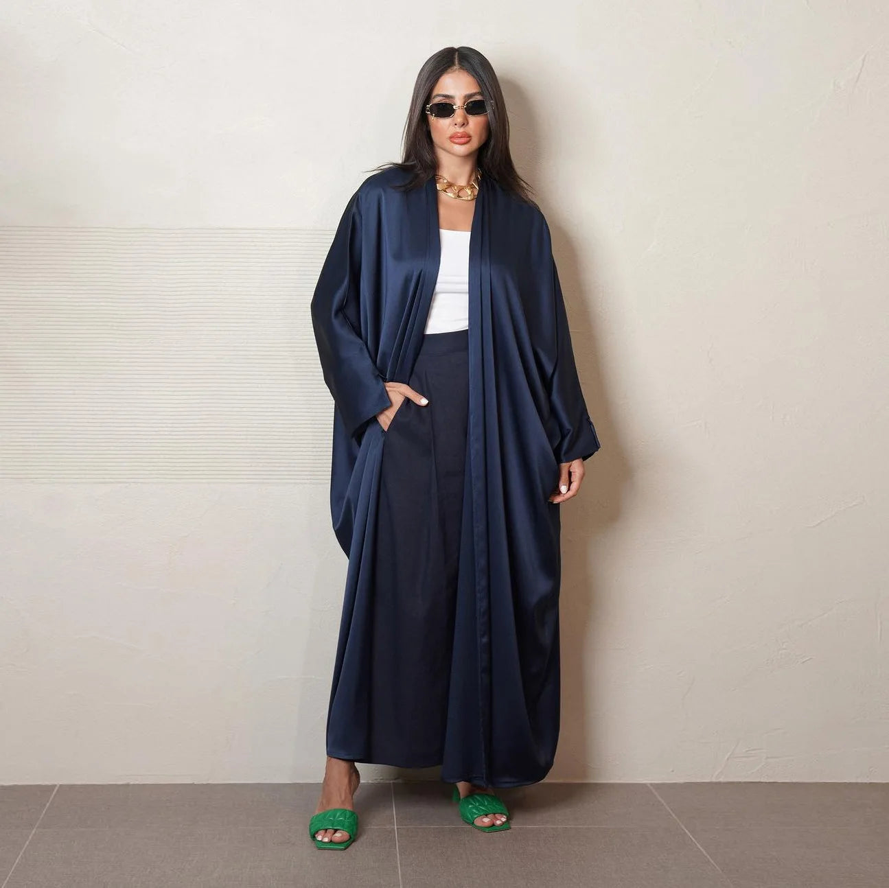Robe Cardigan Abaya Long Dress Satin Fashion  Jalabiya ,Women's Clothes