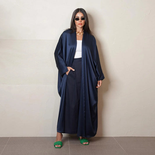 Robe Cardigan Abaya Long Dress Satin Fashion  Jalabiya ,Women's Clothes