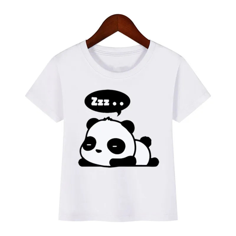 Cute Panda Printed Dinosaur T-shirt for Boys Girsl Summer Outfit Tops Kids Casual T Shirt Kawaii Children Short Sleeve Clothes