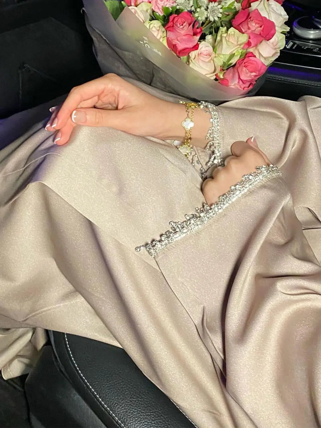 Latest diamond beading Kimono Muslim Robe abaya  female full length Tassel Muslim abaya Worship Service abayas Sets