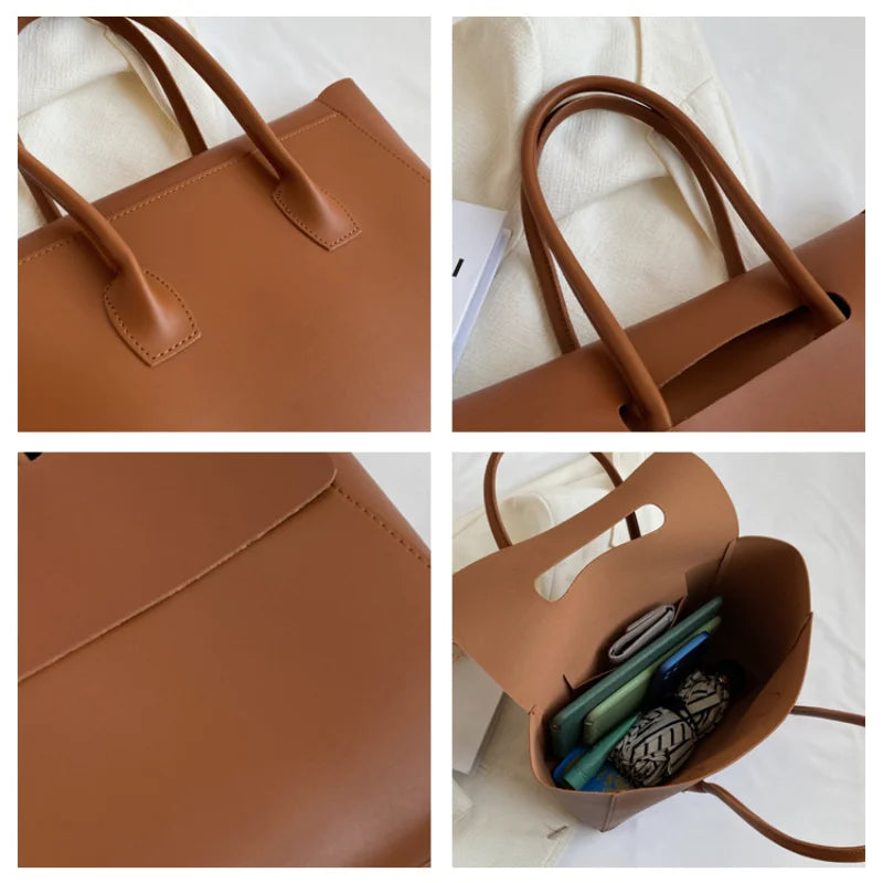 Women Shoulder Bags  Large Capacity Handbags Simple Retro Tote Bags Solid Color Famous Brand High Quality Bags