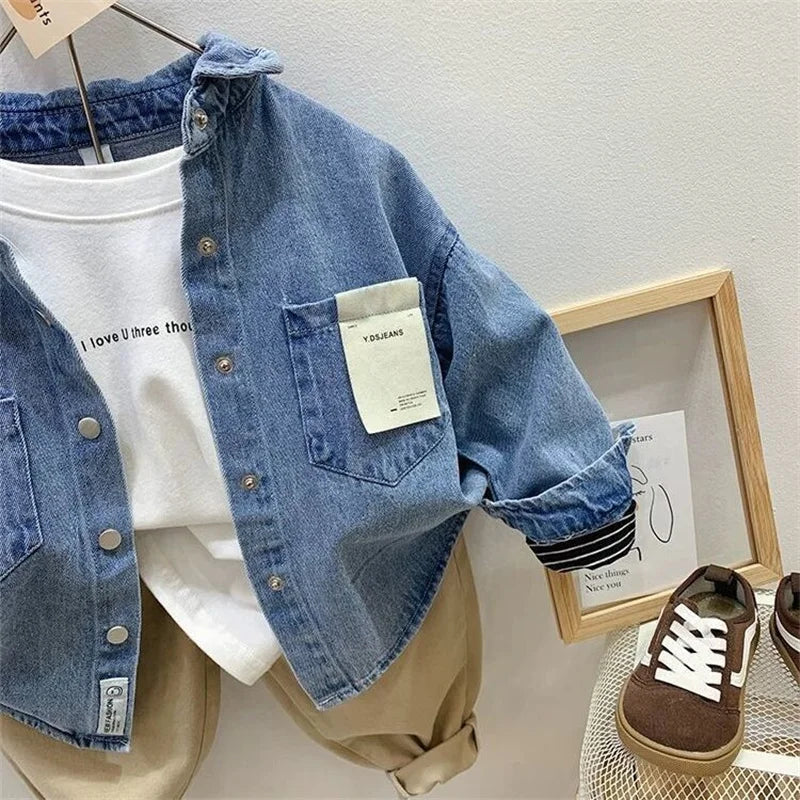 Boys Baby's Kids Blouse Jacket Outwear Jean Spring Autumn Shirts Cotton Gift Plus Size Children's Clothing