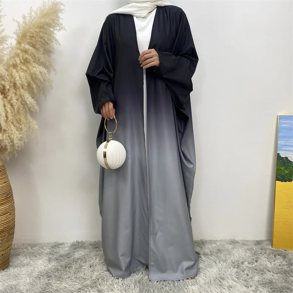 Middle East Muslim fashion new hot Dubai cardigan robe Arab Turkey long-sleeved gradual change dress dress Islamic women loose