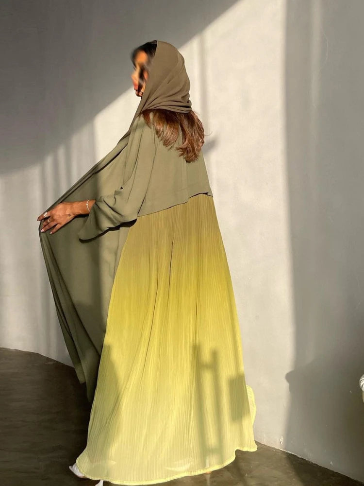 Abaya for Women Pleated Chiffon Abayas Party Dress Maxi Vestidos Kaftan Long Robe