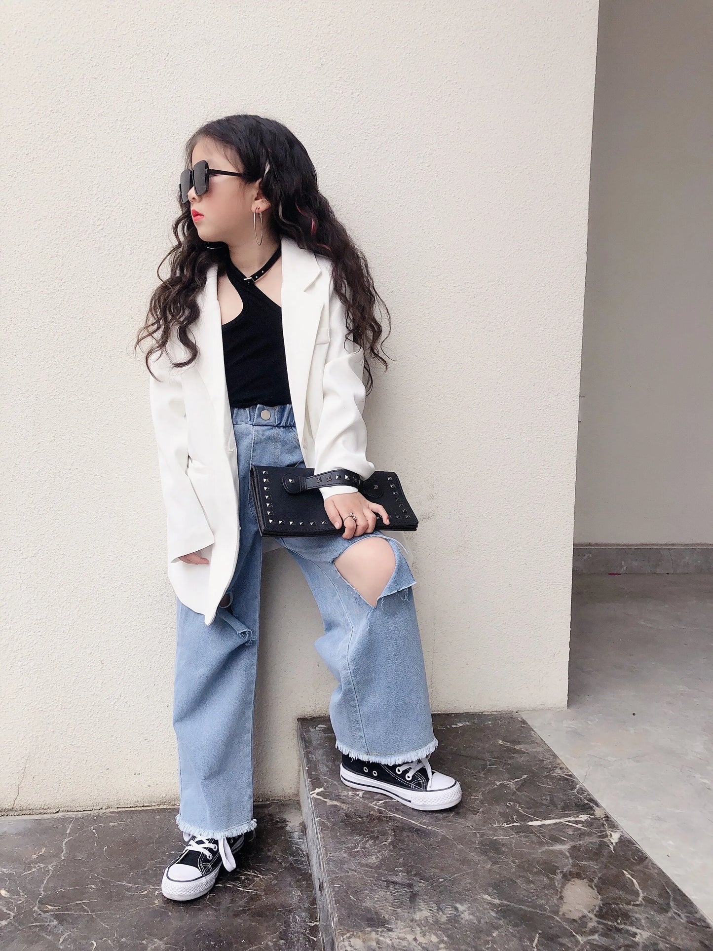 Korea Style Girl And Boys Fashion Blazer Coat Spring Autumn New Loose Outfit Children Hot Selling Jacket Suit